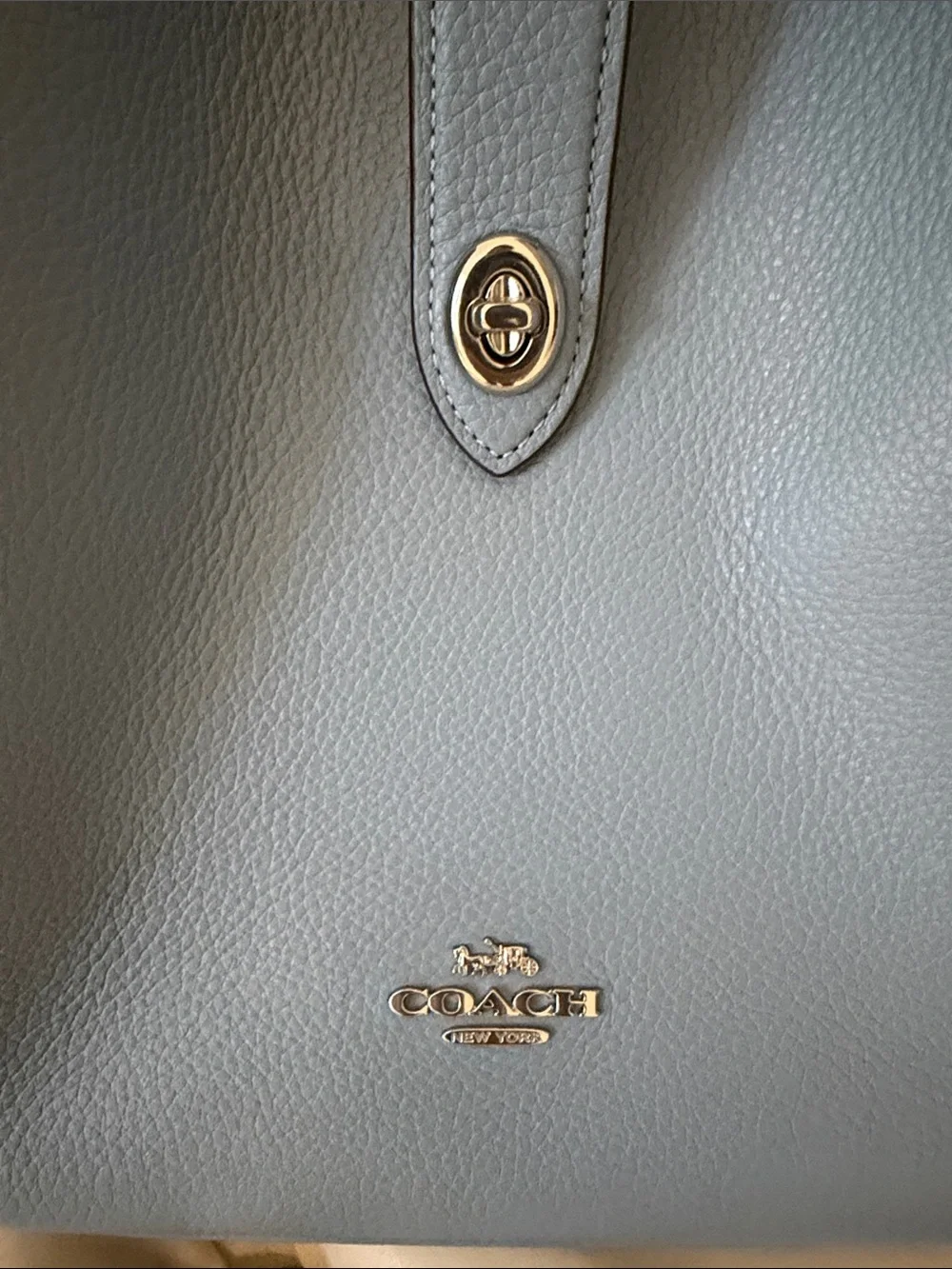 Coach Pebbled Leather Shoulder Bag in Sky Blue